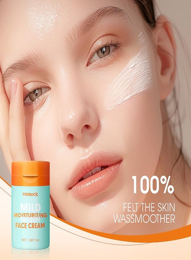 Venrock Mild Face Cream, Daily Facial Moisturizer for Sensitive Skin, Hydrating & Nourishing Skincare with Macadamia Oil+Probiotics+Hyaluronic Acid, Repair Barrier, 24 H Moisture Lock, 1.691 fl oz - Image 3